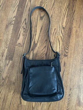 Vintage Fossil Black Smooth Leather Crossbody Purse | Minimalist Y2K Style